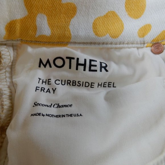 MOTHER The Curbside Heel Fray JEANS Size 25 Marigold Yellow Floral Leopard Denim - Picture 7 of 15